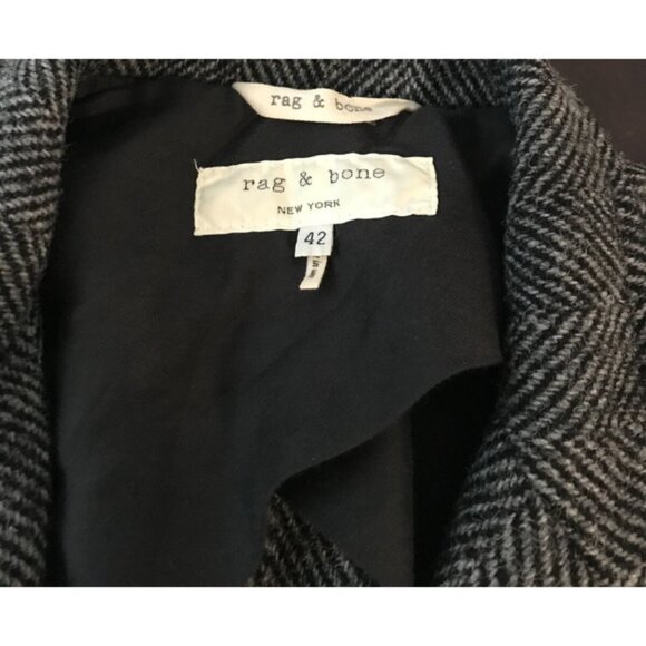 Rag & Bone Harris Tweed Men's St. Regis Gray Overcoat with Pockets - Size 42 - Picture 4 of 15